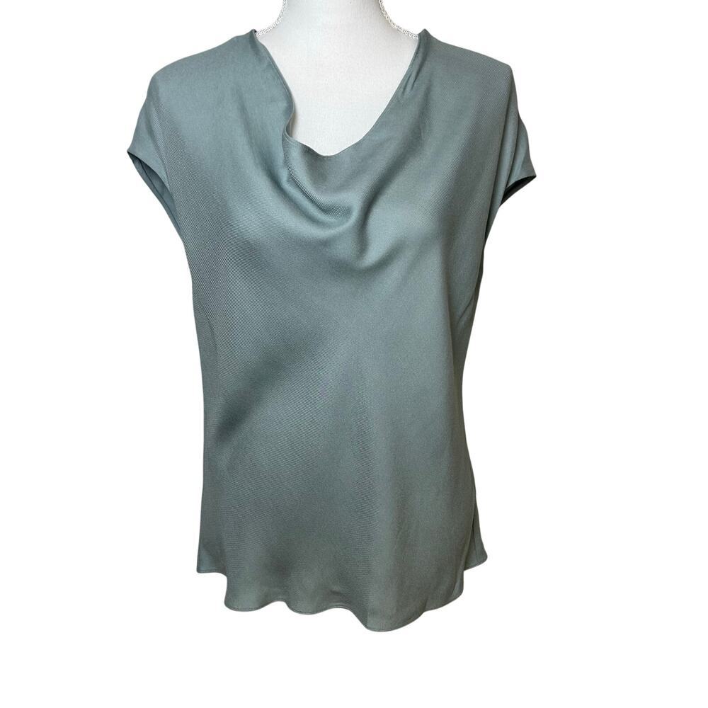 Vince women's cowl neck cap sleeve pacific stone textured 100% viscose size M
